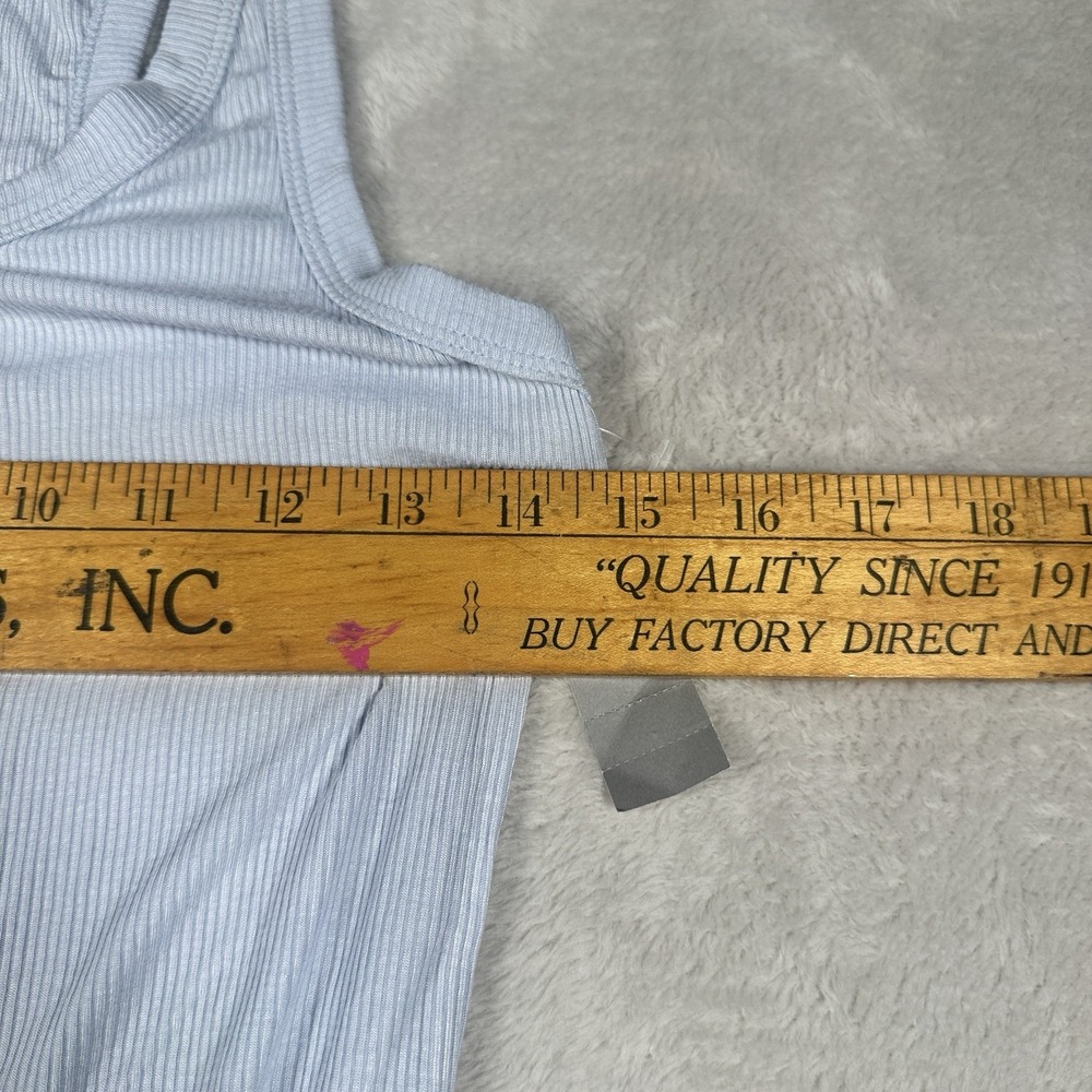 Aerie Ribbed Tank Bodysuit Light Blue Sleeveless Snap Bottom Stretch Size L - Picture 3 of 4